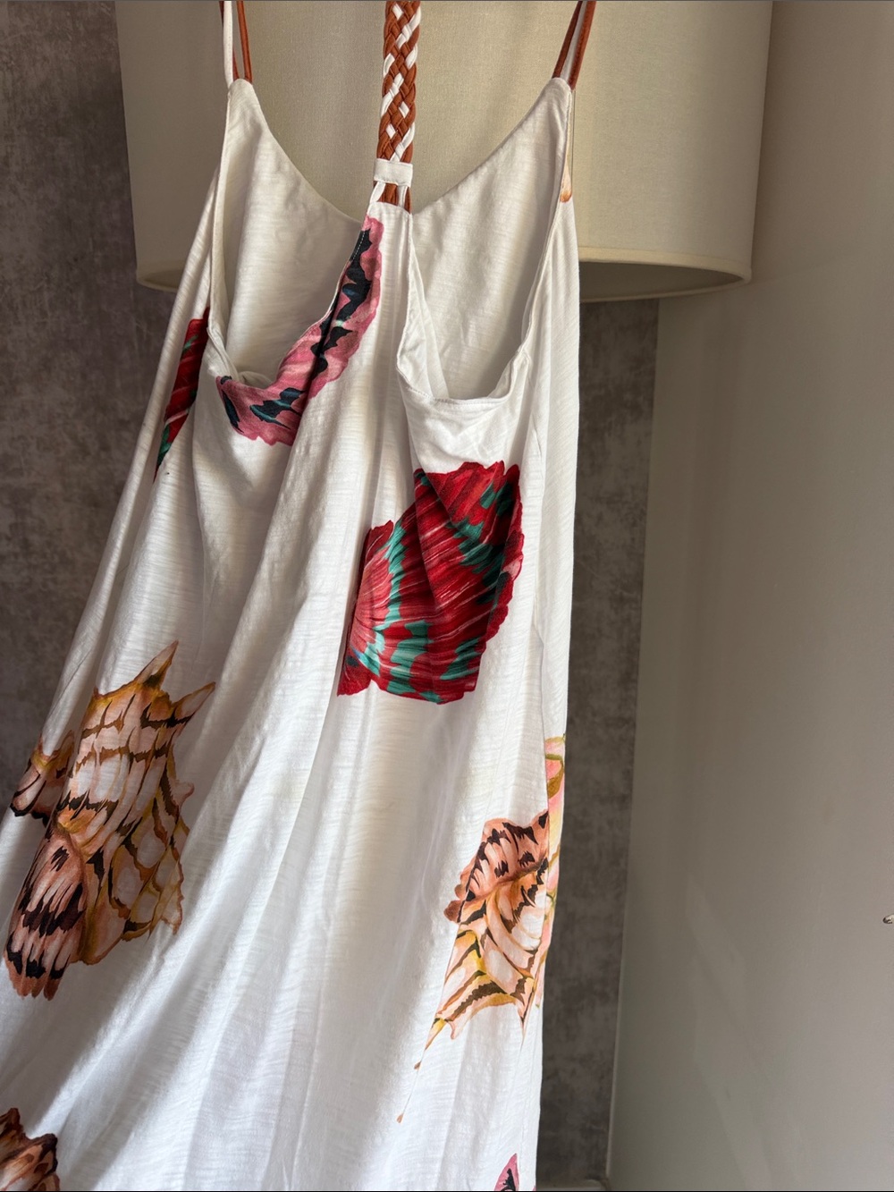 Jazmín Chebar Cotton Maxi Dress Seashell Print Braided Back Resort Beach - Picture 5 of 5